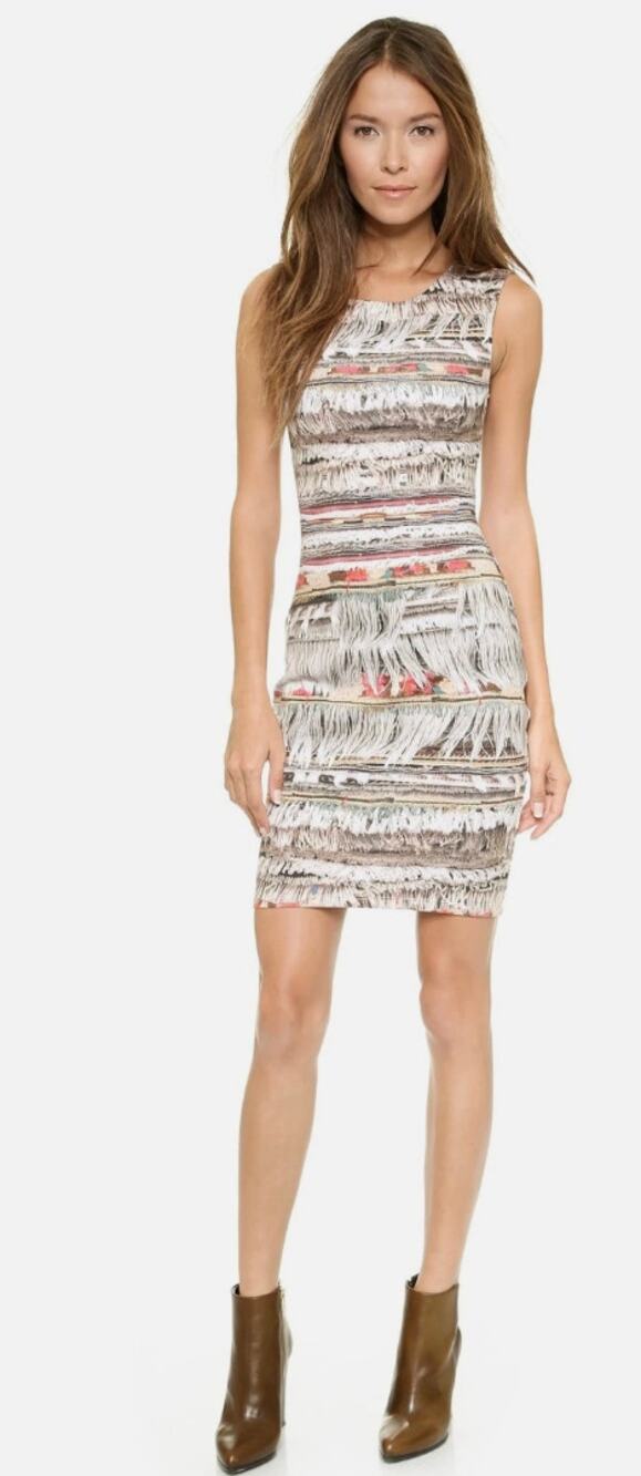 Mara Hoffman Neoprene Fringe Print Sleeveless Mini Dress XS USA